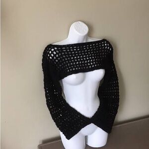 Black Crochet Shrug